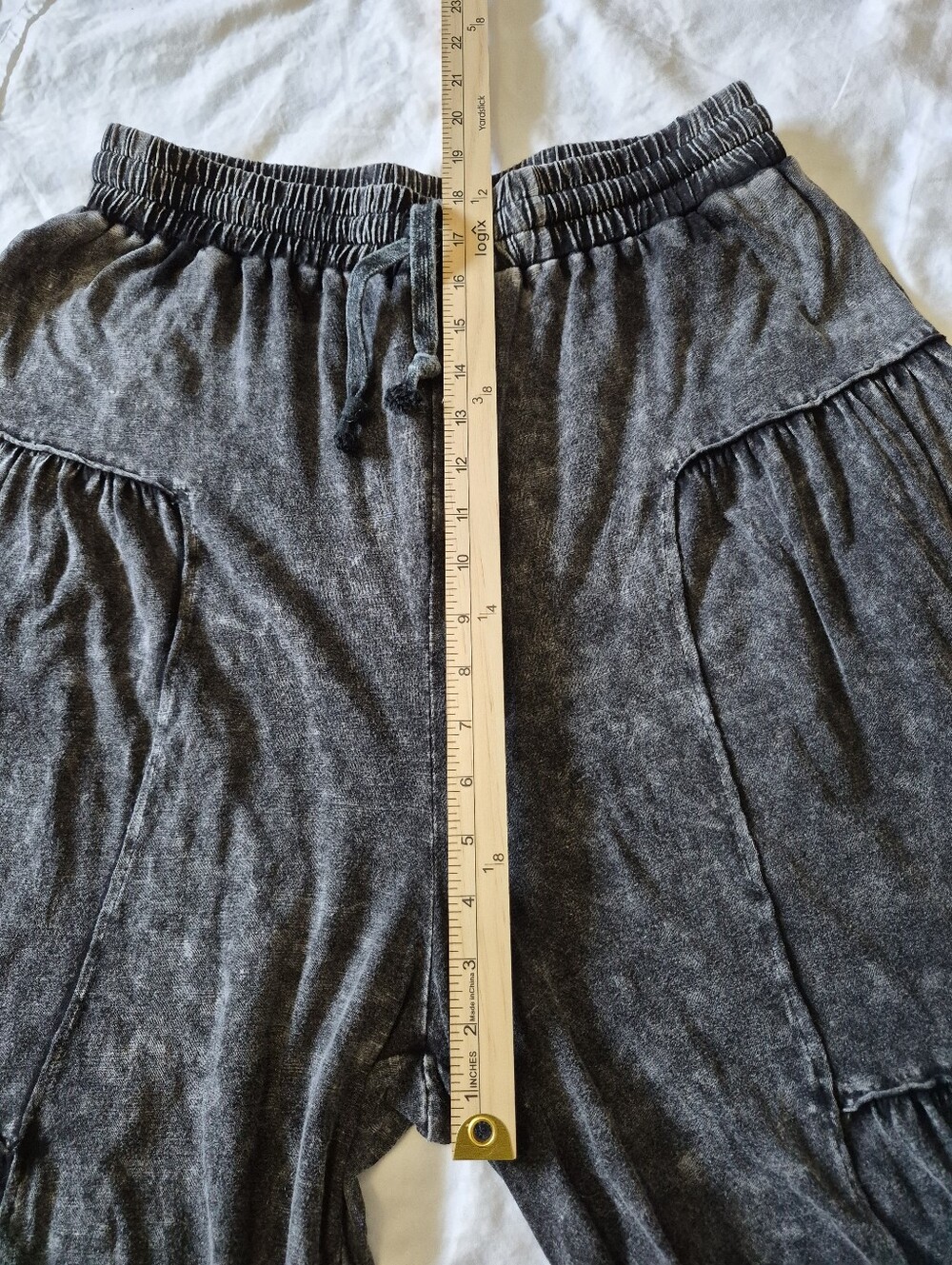 Oli & Hali Wide Leg High Waist Black Mineral Wash Tiered Pants M Boho Chic - Picture 8 of 13